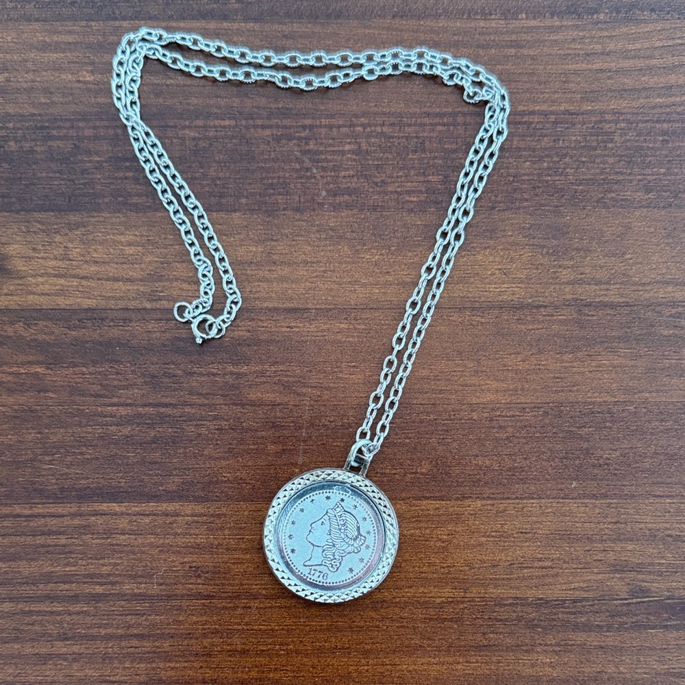 Silver colour Coin Pendant Necklace